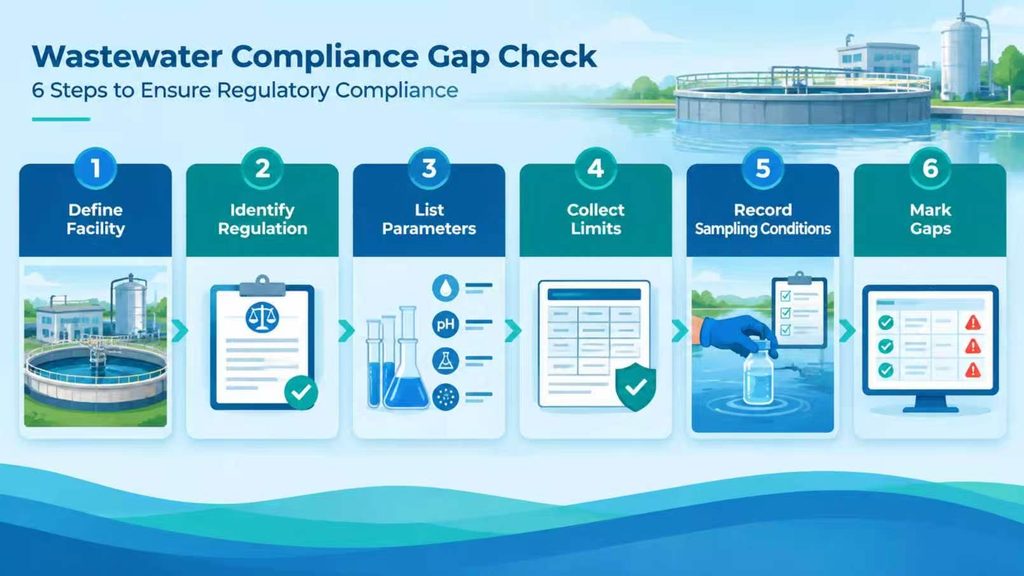 Wastewater compliance gap check workflow steps